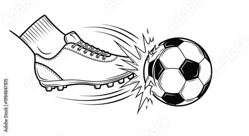 Dynamic soccer kick a sketch of foot meeting ball in action