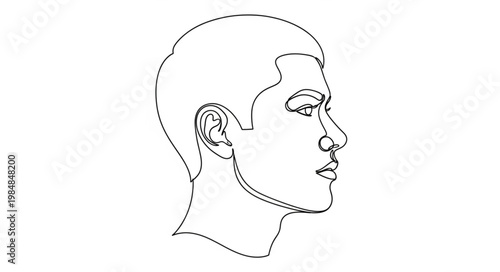 Minimal line drawing of male profile head study.