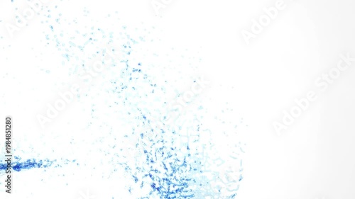 Dynamic water splash with swirling blue waves creating fresh aqua patterns against white bg perfect for beverage and clean drink concepts 4k