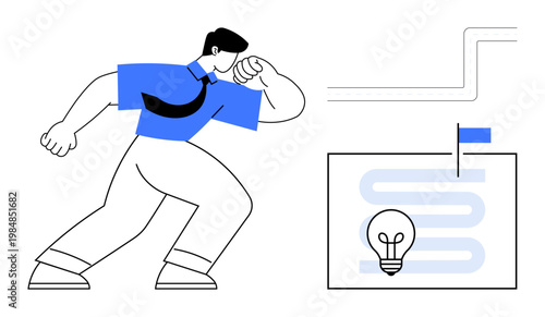 Business strategy concept. Business professional analyzing plans and pathways for success. Business combines innovation and ideas. For team development, leadership, planning, innovation, vision