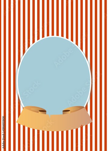 Circus striped Kids Birthday postcard with frame 