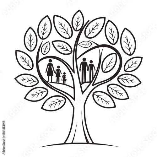 Minimal line icon representing genealogy and family heritage.