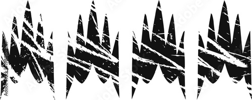 Abstract black and white tribal pattern with sharp angular shapes and textured grunge design