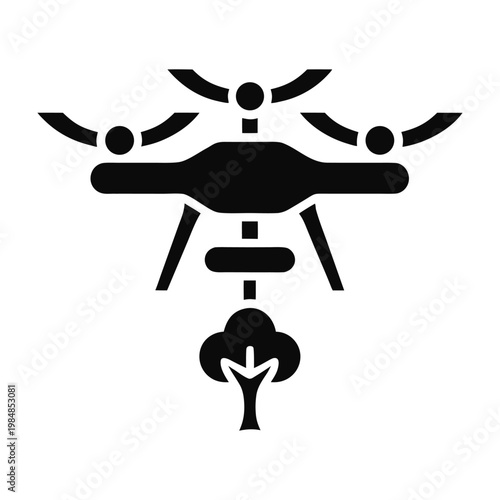 simple-drone-delivering-a-small-tree-sapling--mini isolated on White Background