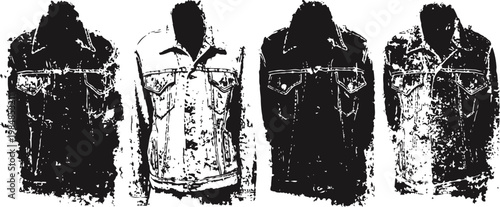 worn denim vests set four distressed sleeveless jackets, casual vintage