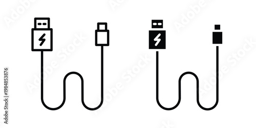 USB cable icon UI vector. Vector icon set.