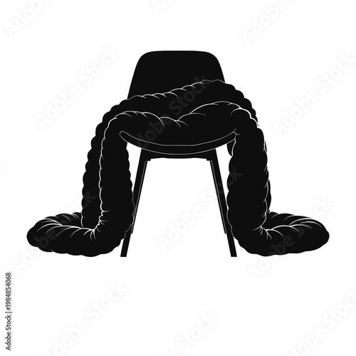 silhouette-of-a-weighted-blanket-draped-over-a-cha isolated on White Background