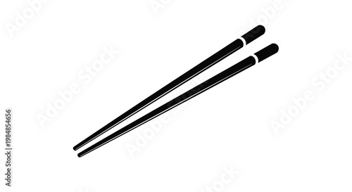A simple black and white illustration depicting a pair of chopsticks