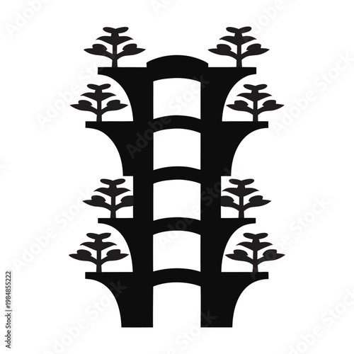 minimalist-vertical-forest-building-silhouette--ba isolated on White Background