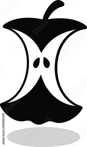 Minimalist apple core silhouette vector illustration