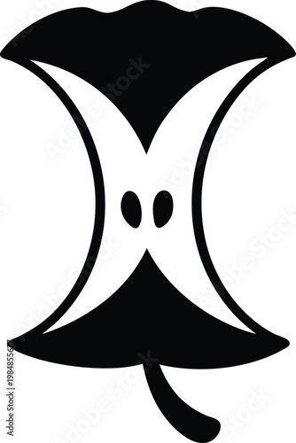 Upside down apple core silhouette vector illustration