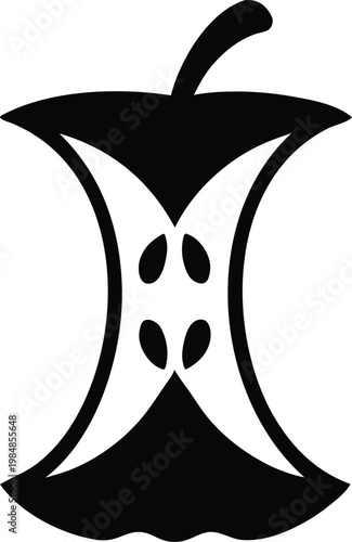 Minimalist apple core silhouette vector illustration