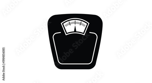 Simple black silhouette of a bathroom scale with a dial indicator