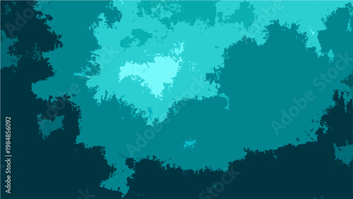 Vector Abstract Oceanic Hues. An abstract digital painting captures the depths and breadth of the ocean, using gradients of teal and cyan to evoke a sense of deep-sea mystery and serenity. 