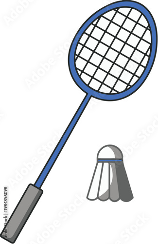 Badminton racket and shuttlecock equipment.