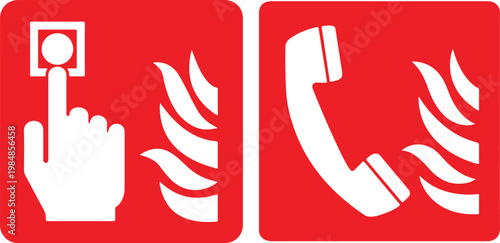Emergency phone and alarm symbols.
