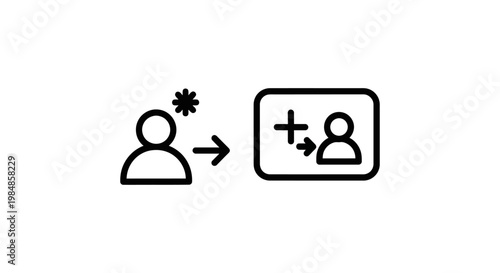 Icon representing following a person or user on social media or platforms with connection subscriber follower community interaction engagement platform illustration movement technology