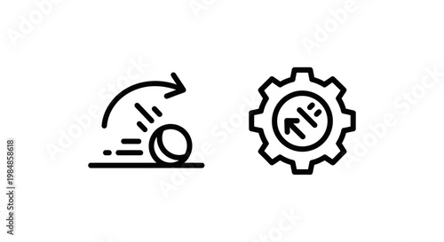 Physics simulation and engine icons with simulation technology cogwheel illustration computation modeling dynamics mechanics software development computer graphics animation representatio