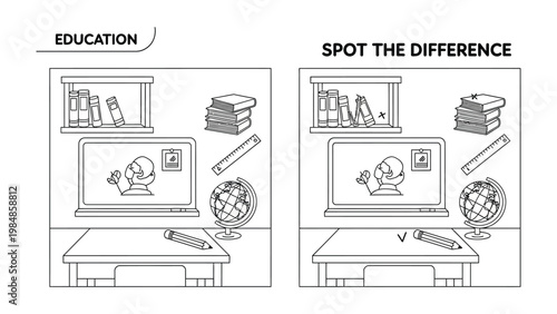 Spot the Difference: An educational game presents two near-identical scenes, challenging the viewer to identify subtle distinctions and train observation skills.