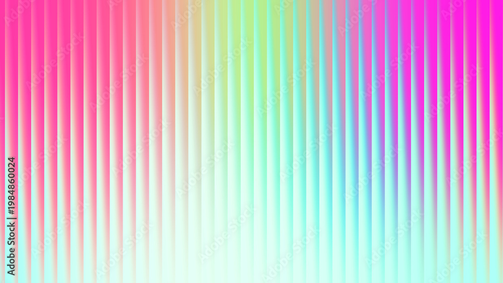 Fototapeta premium Abstract vertical ribbed background showcasing a luminous gradient from bright yellow and orange to soft pastel blue and lilac, evoking a cheerful and airy atmosphere.