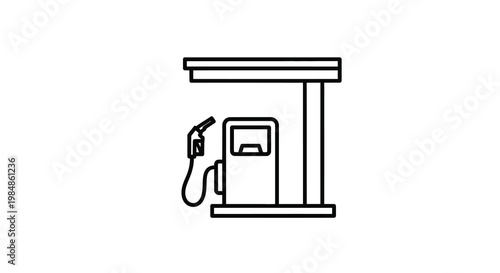 Simple line drawing of a gas pump at a station