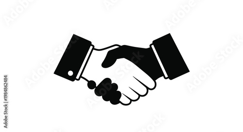 A black and white illustration depicting a formal handshake between two people