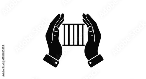 Hands protecting fragile bars a symbol of caution and care