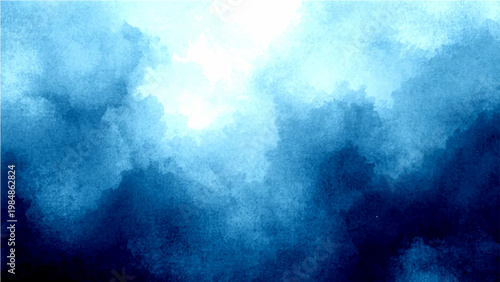 Mystical blue watercolor artwork ethereal cloudscape and artistic serene abstract expression and gradient sky art texture and dreamy artistic background.
