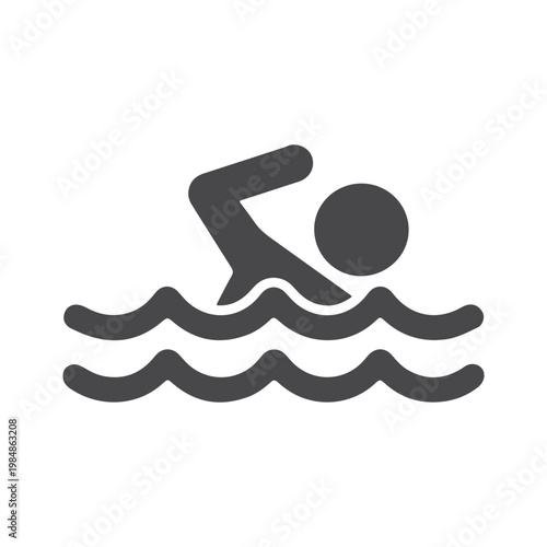 Drowning Man Floating in Water Icon – Emergency Rescue Symbol for Danger, Lifesaving, Water Safety Alert, Swimming Hazard Sign Design.