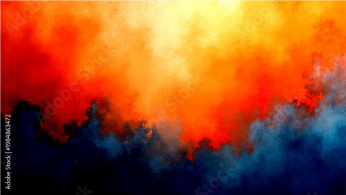 Fiery ethereal abstract artwork vibrant color blend and dynamic energy smoke and clouds texture and visual explosion and dreamscape fantasy mood and artistic design.