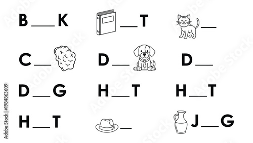 Illustrated Education: A collection of educational illustration designed to teach. Featuring images and letters for teaching purposes.