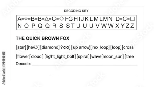 Decoding Key Challenge: A cryptic code challenges the viewer to decipher a message using a key of symbols. The decoding process ignites curiosity and problem-solving skills.