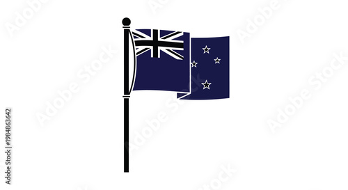 New zealand and united kingdom flags waving on a flagpole
