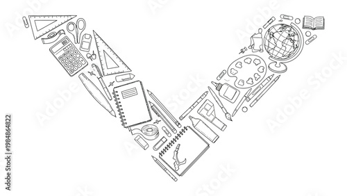 Educational Tools Assemblage: A collection of various educational tools, carefully arranged, symbolizing knowledge and learning.