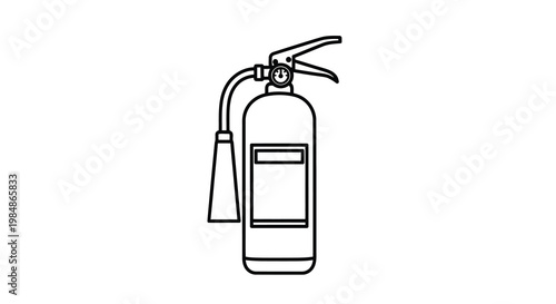Simple line drawing of a standard fire extinguisher isolated on white