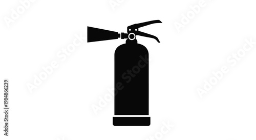 Simple black silhouette of a standard fire extinguisher on a white background