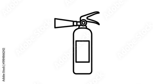 Simple black and white line drawing of a standard fire extinguisher