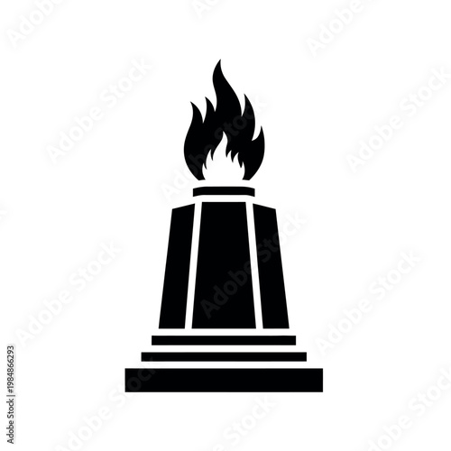 Black Silhouette of a Torch with Flame.