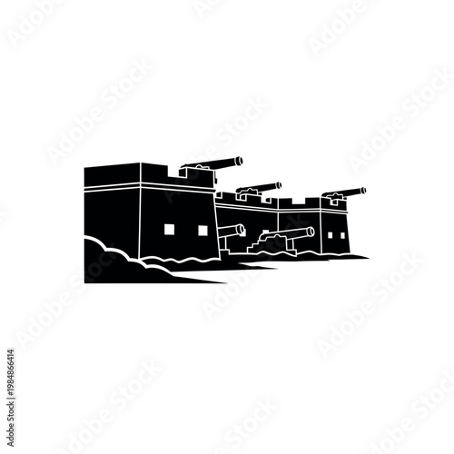 Foto Fortification with Cannons Silhouette 1.