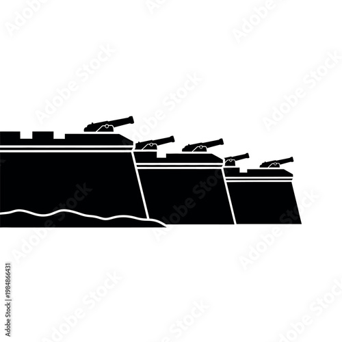 Fortification with Cannons Silhouette.