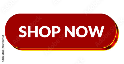 Canvastavla Modern glossy red shop now button UI element with rounded edges isolated on tran
