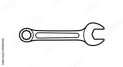 Simple black and white illustration of an open end wrench tool