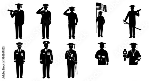 Silhouettes Graduation Day Celebration: Diverse Individuals Honoring Achievements and Milestones, Symbolizing Education, Success, and Future Opportunities, Ready for New Beginnings