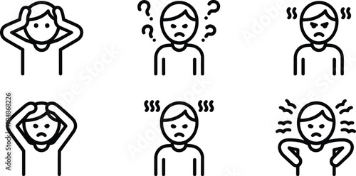 Canvas-taulu Confused people icons, frustrated faces, stress reactions, emotive expressions,