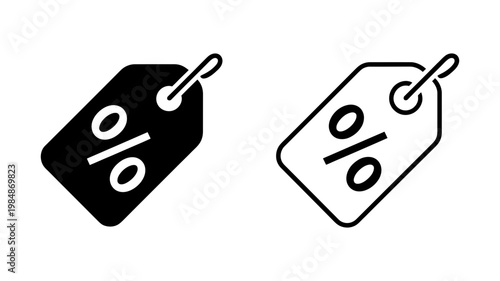 A price tag with a percentage symbol signifies discounts, sales, and promotional offers.