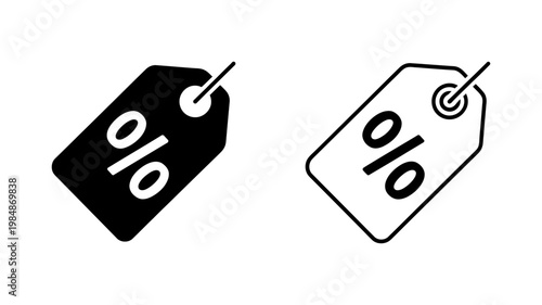 A price tag with a percentage symbol indicates a sale or a discount percentage on products.