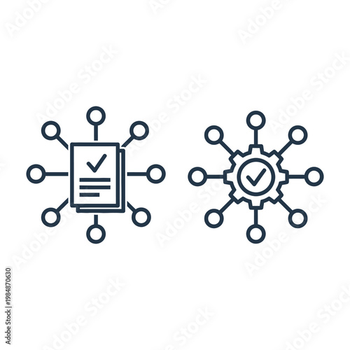 Checklist icons with gear and document symbol