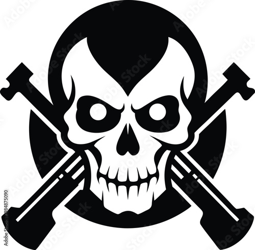Pirate Skull Symbol With Crossed Rifles Vector, illustration