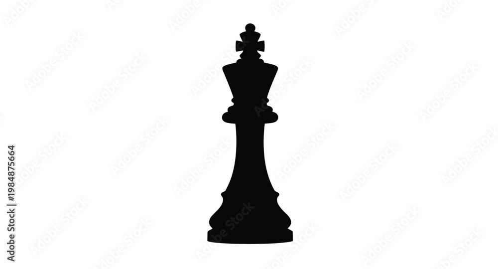 Fototapeta premium Black chess king silhouette on transparent background