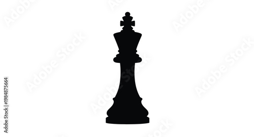 Black chess king silhouette on transparent background